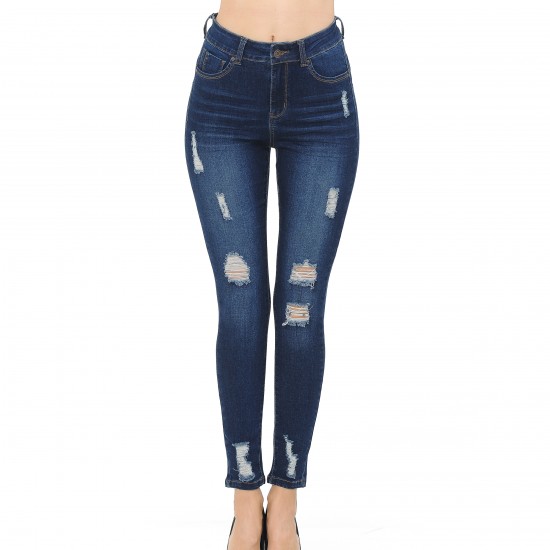 PUSH-UP HIGH-RISE DESTRUCTED SKINNY IN TRUE STRETCH FABRIC | Krystal Jeans